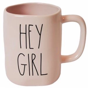 RAE DUNN Hey Girl Mug Pink Ceramic Coffee Cup Tea